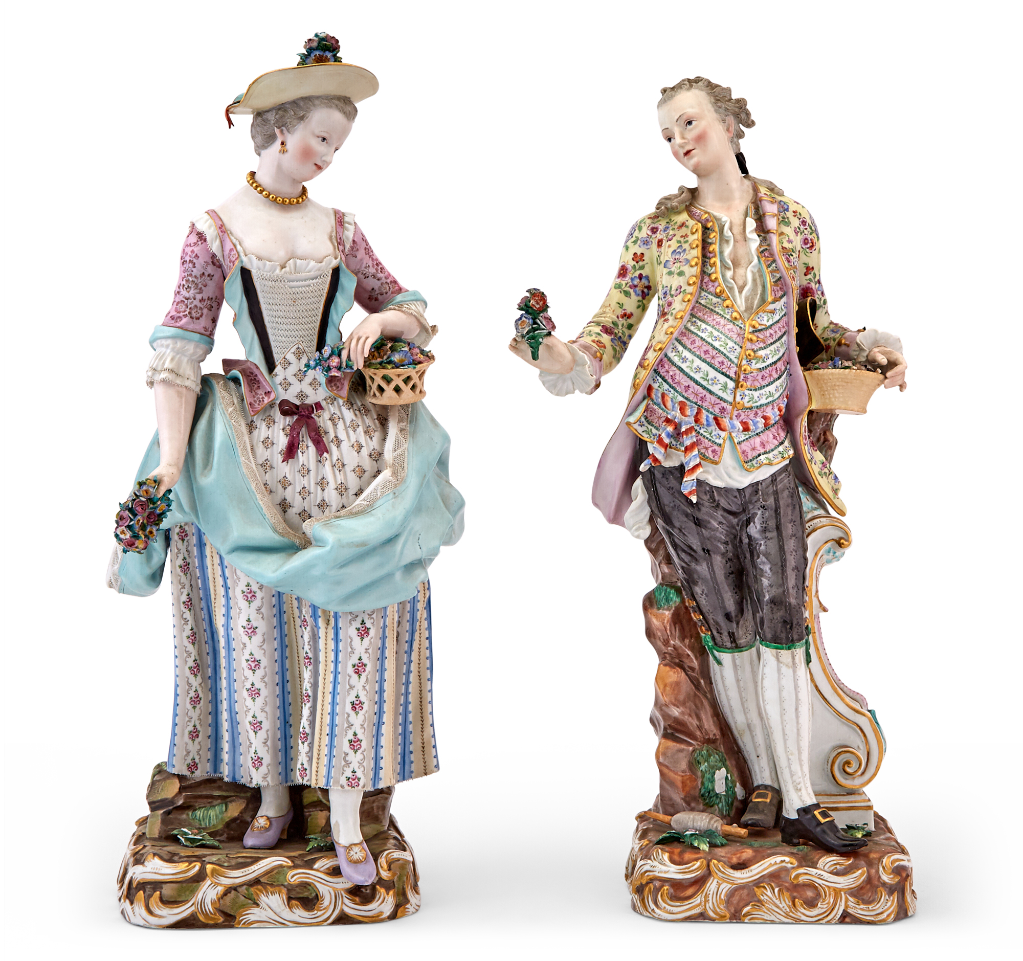 Lot image - Pair of Large Meissen Porcelain Figures of a Man and Woman