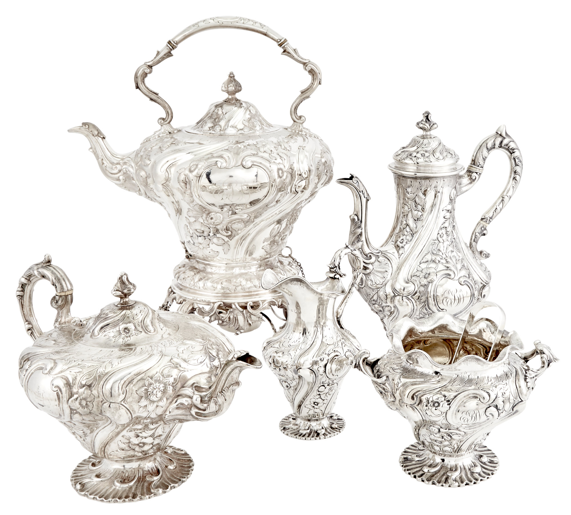 Lot image - Victorian Sterling Silver Tea and Coffee Service