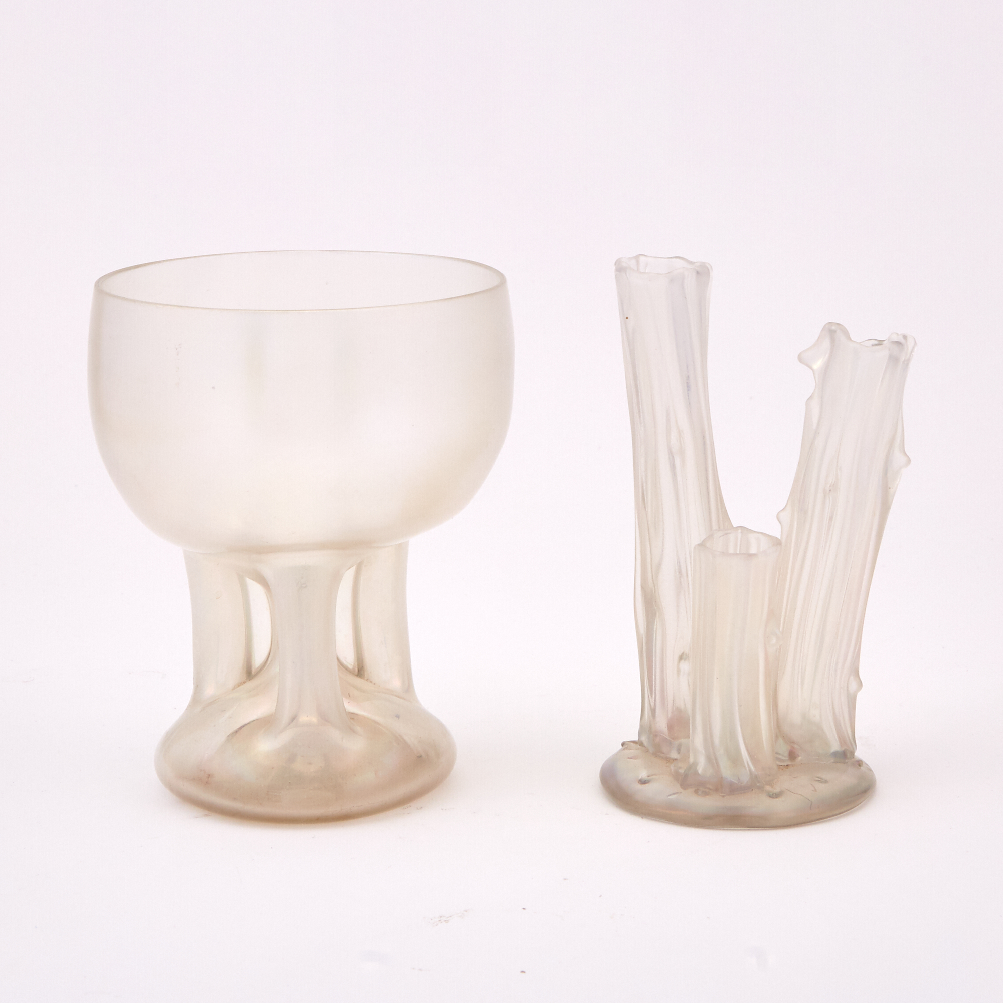 Lot image - Two Carder Steuben Verre de Soie Glass Articles