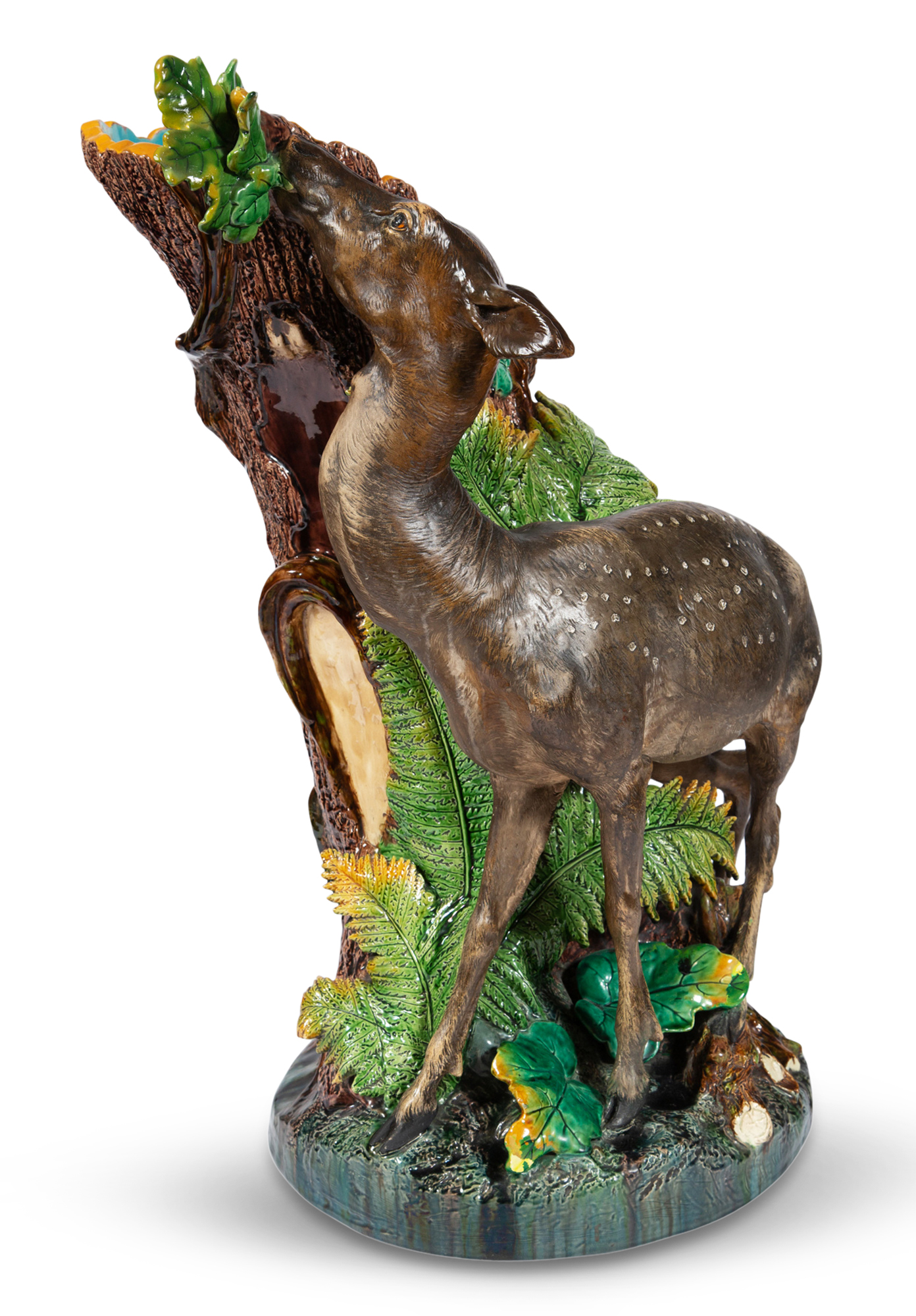 Lot image - Mintons Majolica Model of a Fawn Flower Holder
