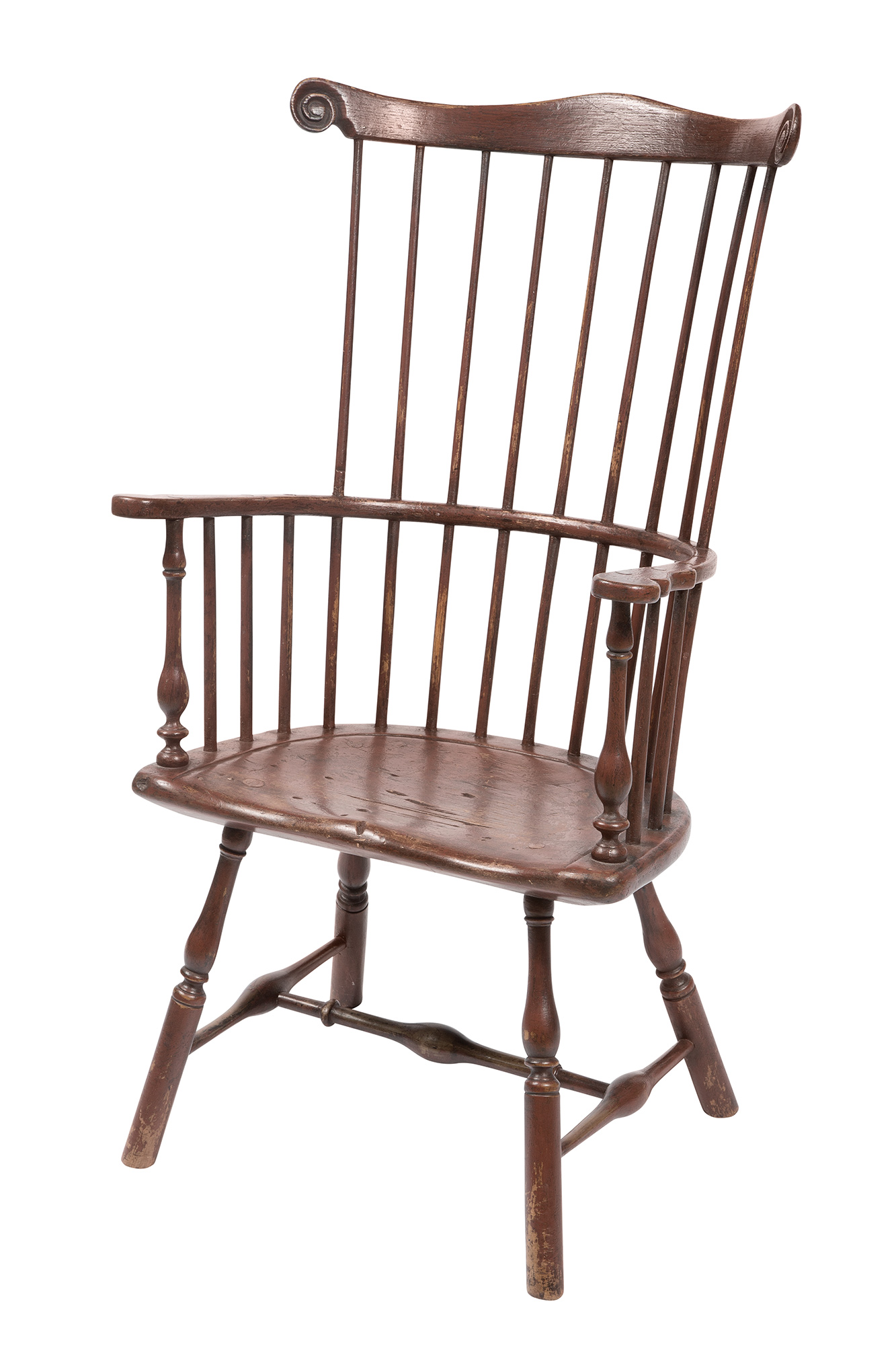 Lot image - Red Painted Comb Back Windsor Armchair