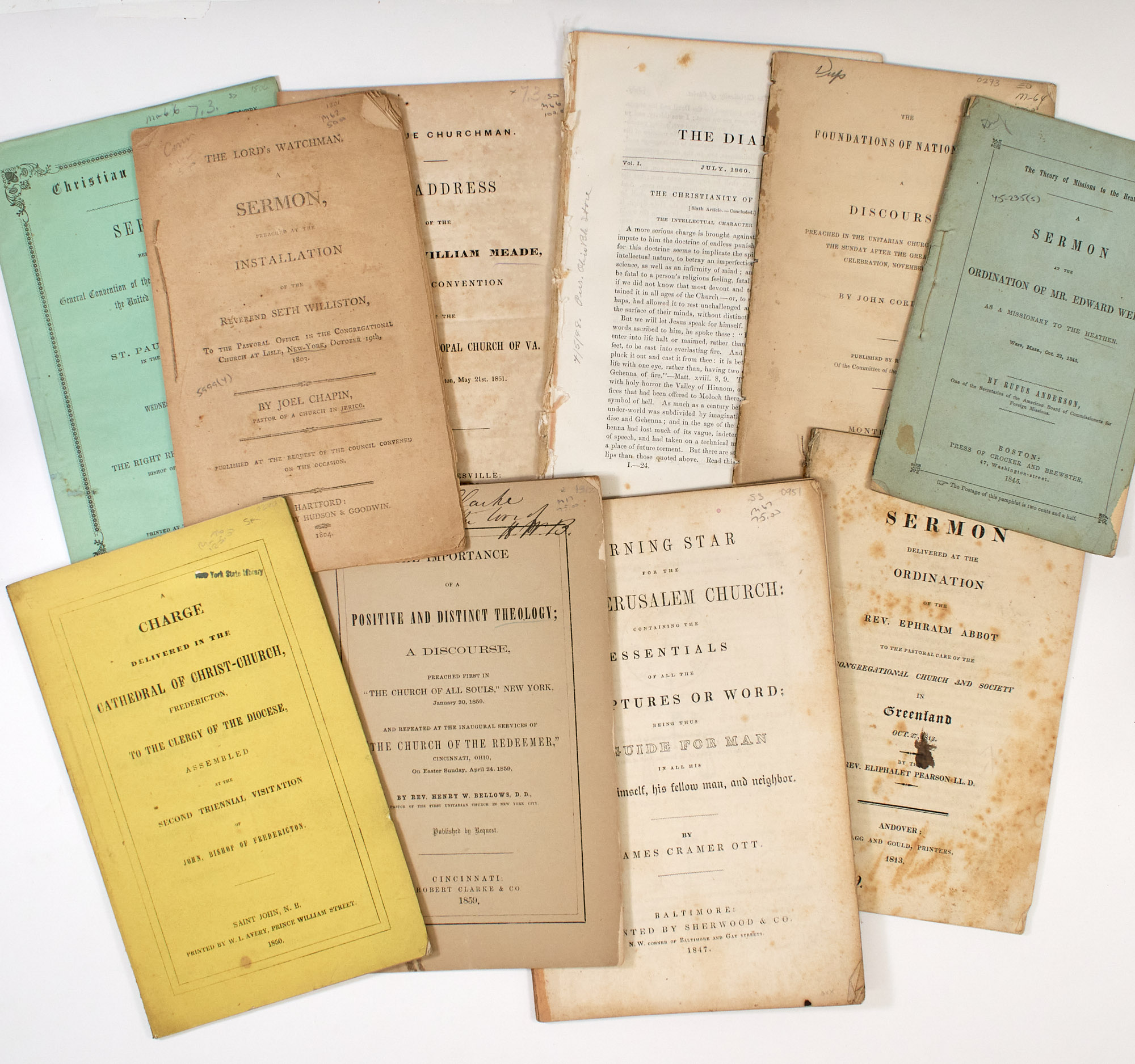 Lot image - [PAMPHLETS-AMERICANA]  Group of approximately three hundred 19th century pamphlets on religion.