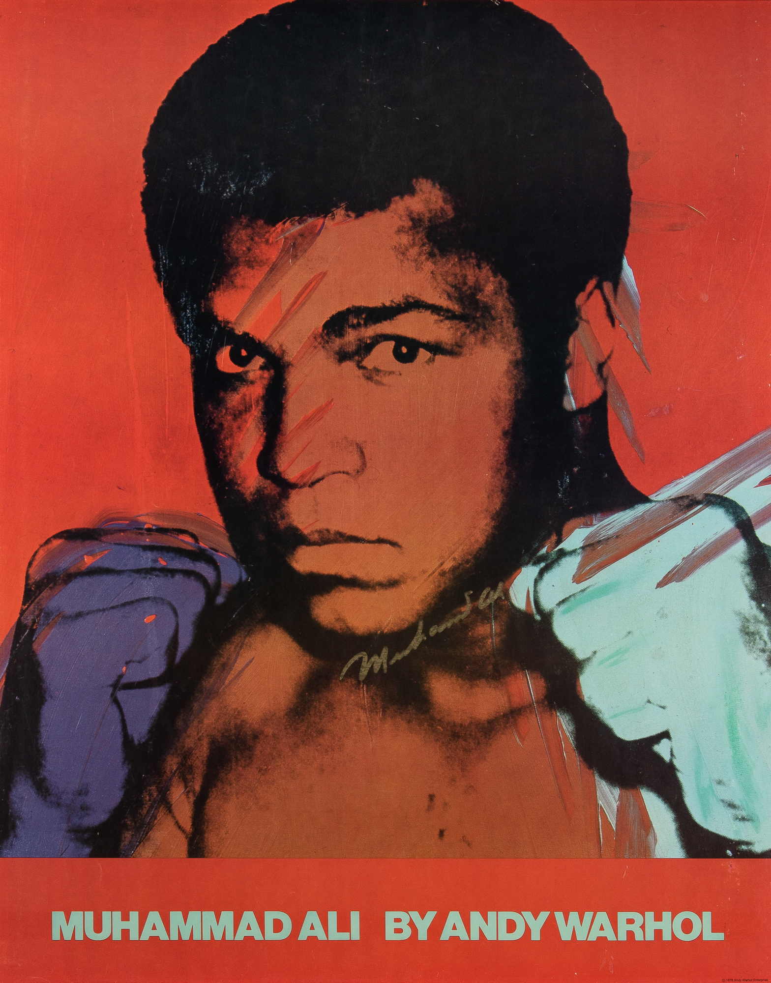 Lot image - Andy Warhol  Muhammad Ali poster signed by Ali.