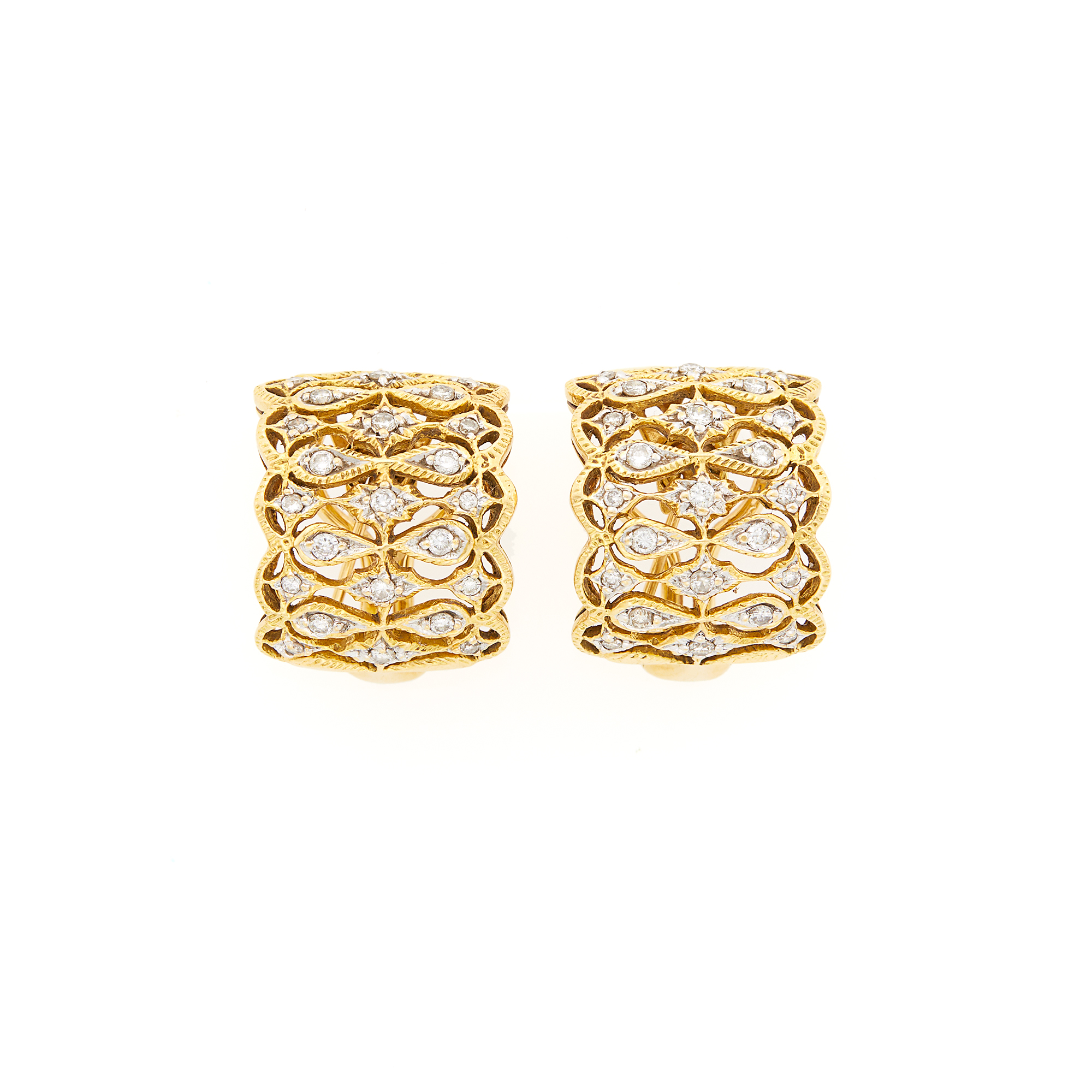 Lot image - Pair of Gold and Diamond Earclips