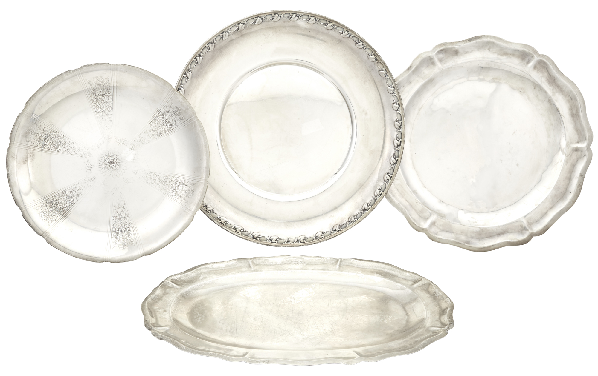 Lot image - Group of Four Sterling Silver Trays