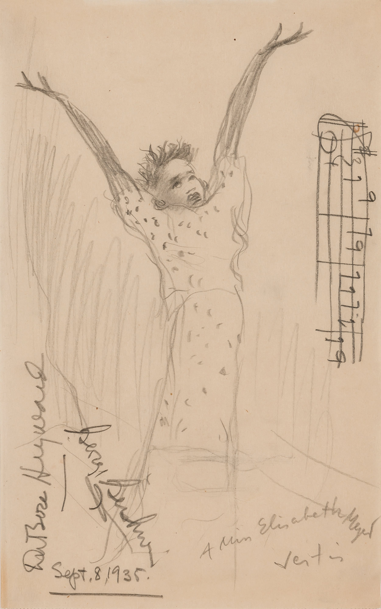 Lot image - [PORGY AND BESS]  VERTES, MAURICE. [Ruby Elzy as Serena in Porgy and Bess].