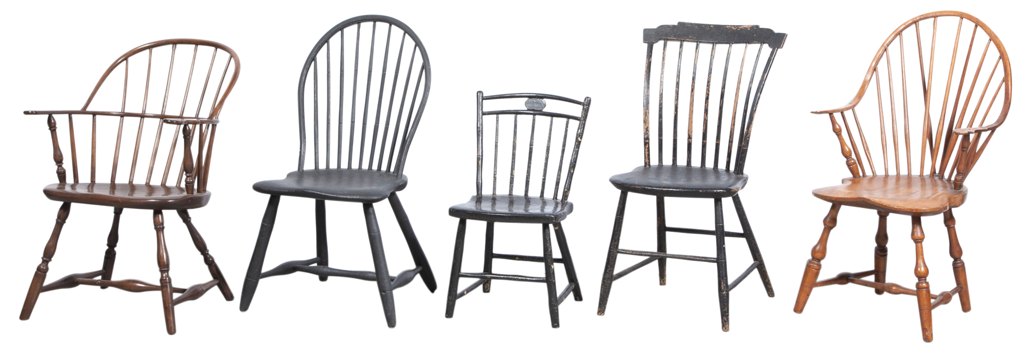 Lot image - Group of Five Windsor Chairs