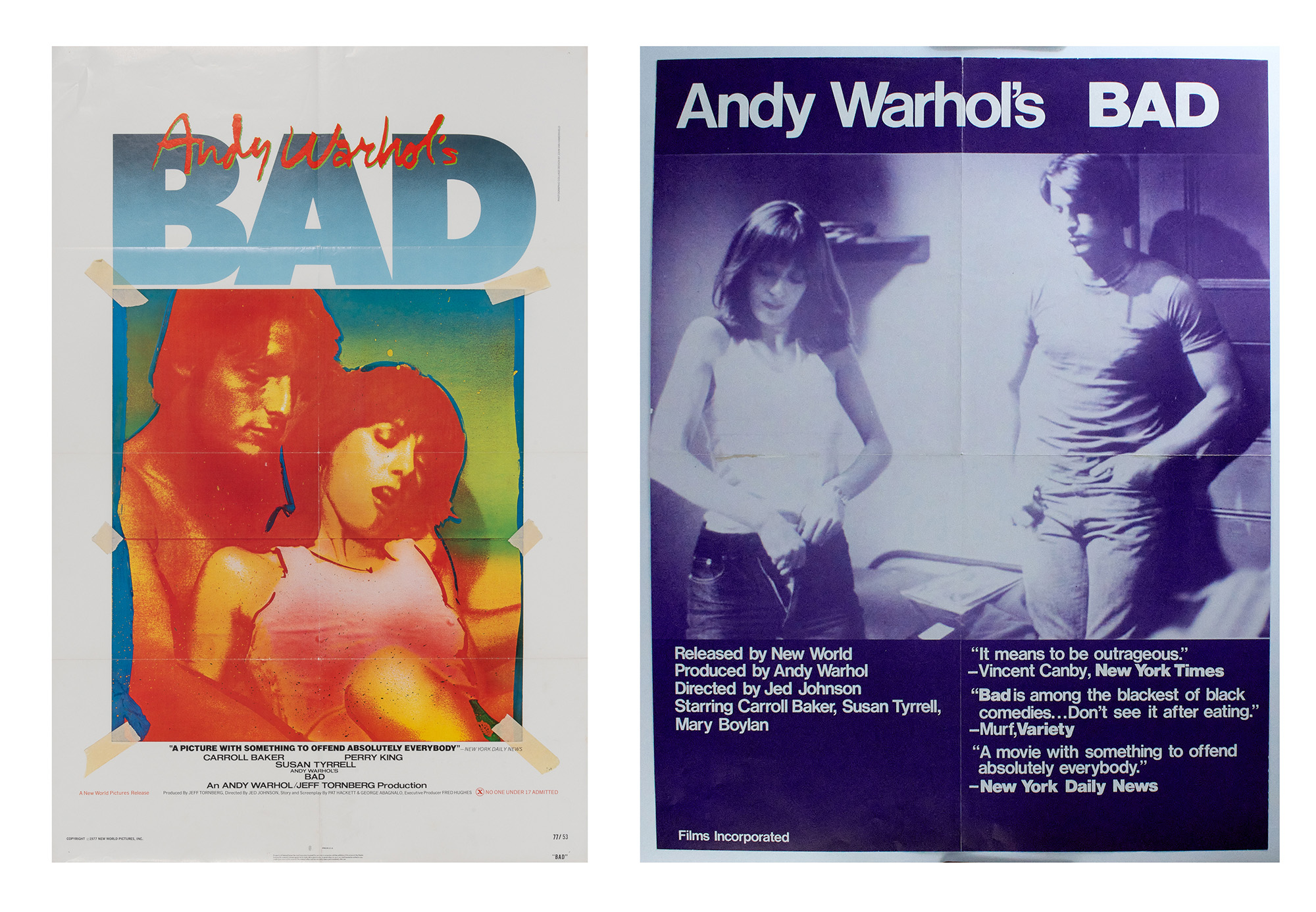 Lot image - Andy Warhol  Two posters from Andy Warhols Bad.