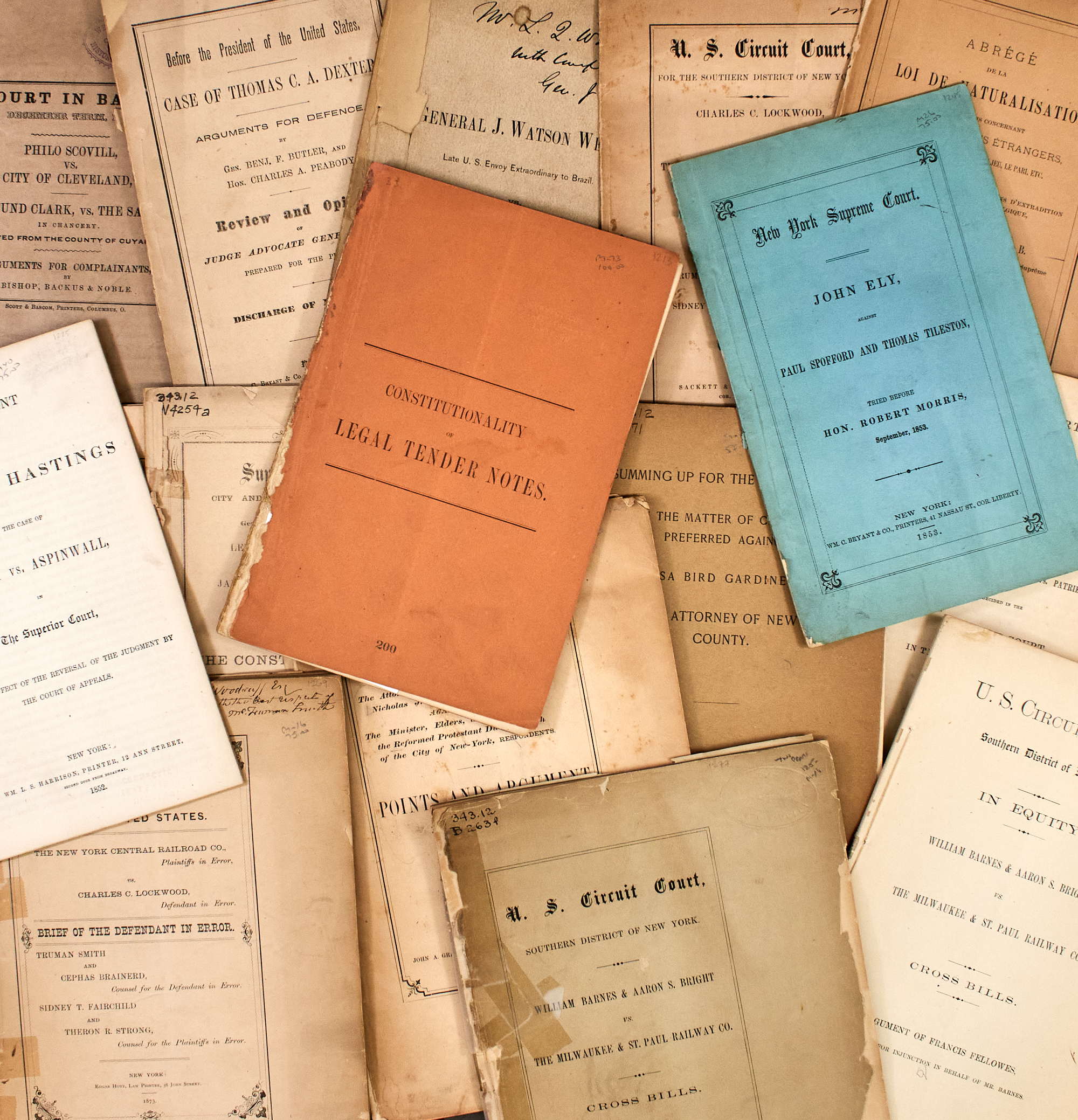 Lot image - [PAMPHLETS-AMERICANA]  Group of approximately one hundred 19th century pamphlets on court cases.