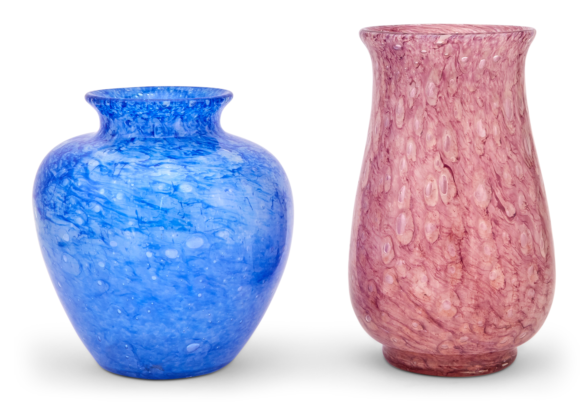 Lot image - Two Carder Steuben Art Deco Cluthra Glass Vases