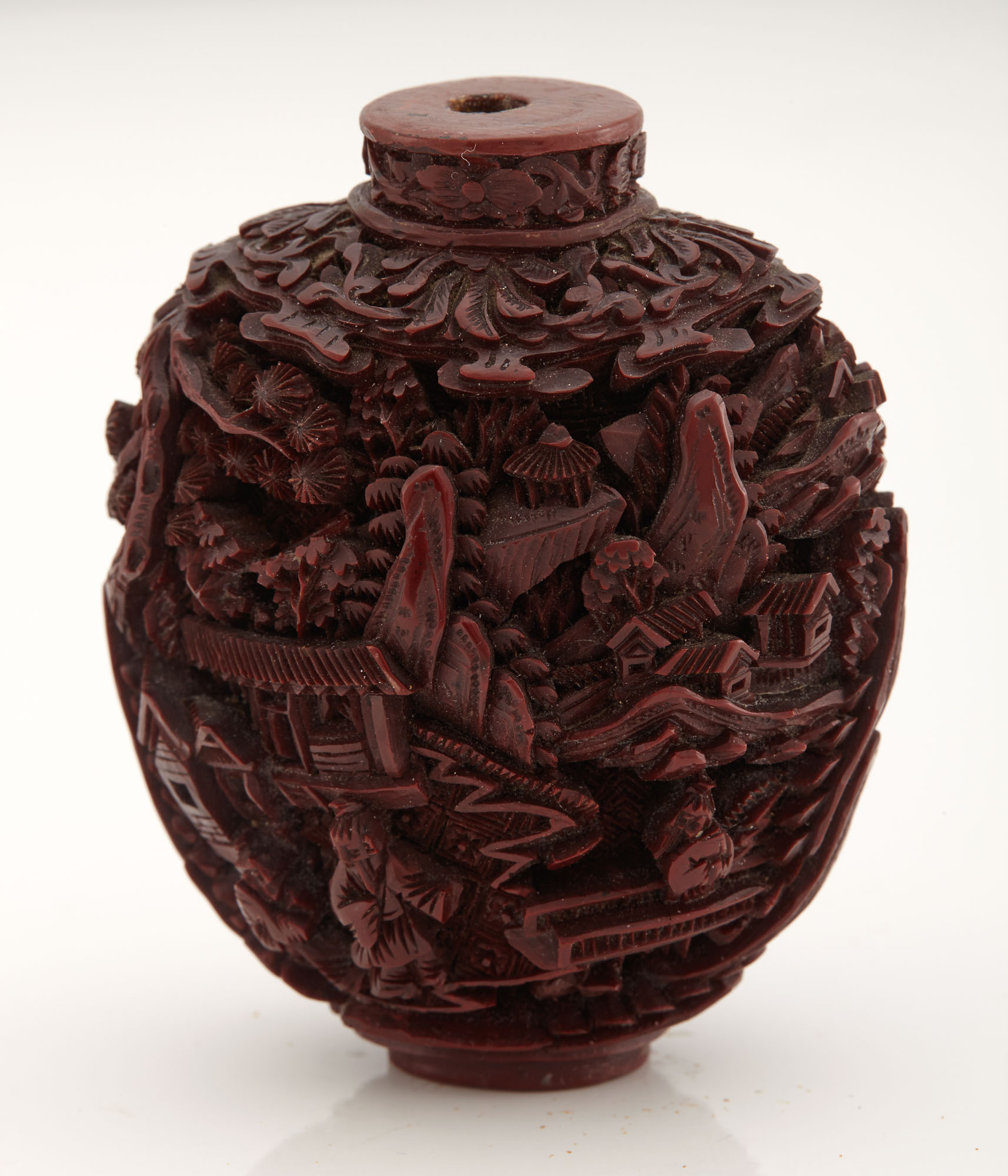 Lot image - Chinese Red Lacquer Snuff Bottle