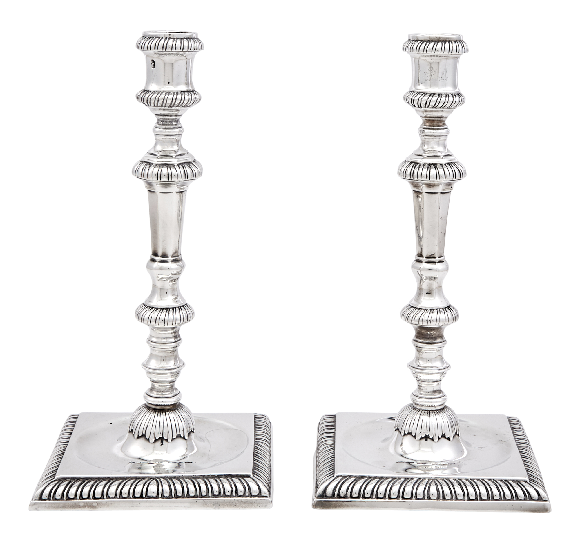Lot image - Pair of George III Sterling Silver Candlesticks