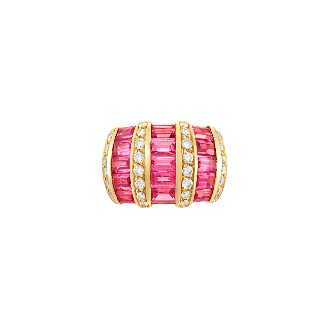 Lot image - Gold, Pink Tourmaline and Diamond Ring, by H. Stern