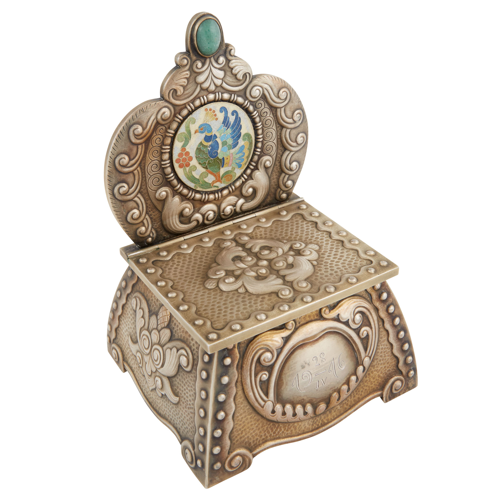 Lot image - Russian Style Parcel-Gilt Silver and Enamel Salt Throne