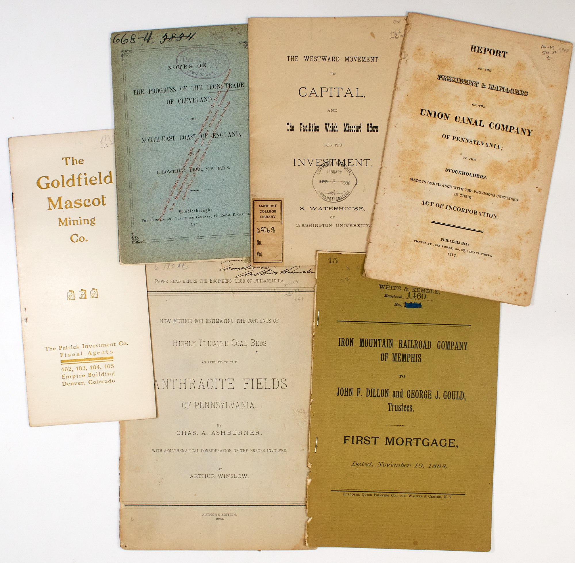 Lot image - [PAMPHLETS-AMERICANA]  Group of approximately ten 19th century pamphlets on early American industry.