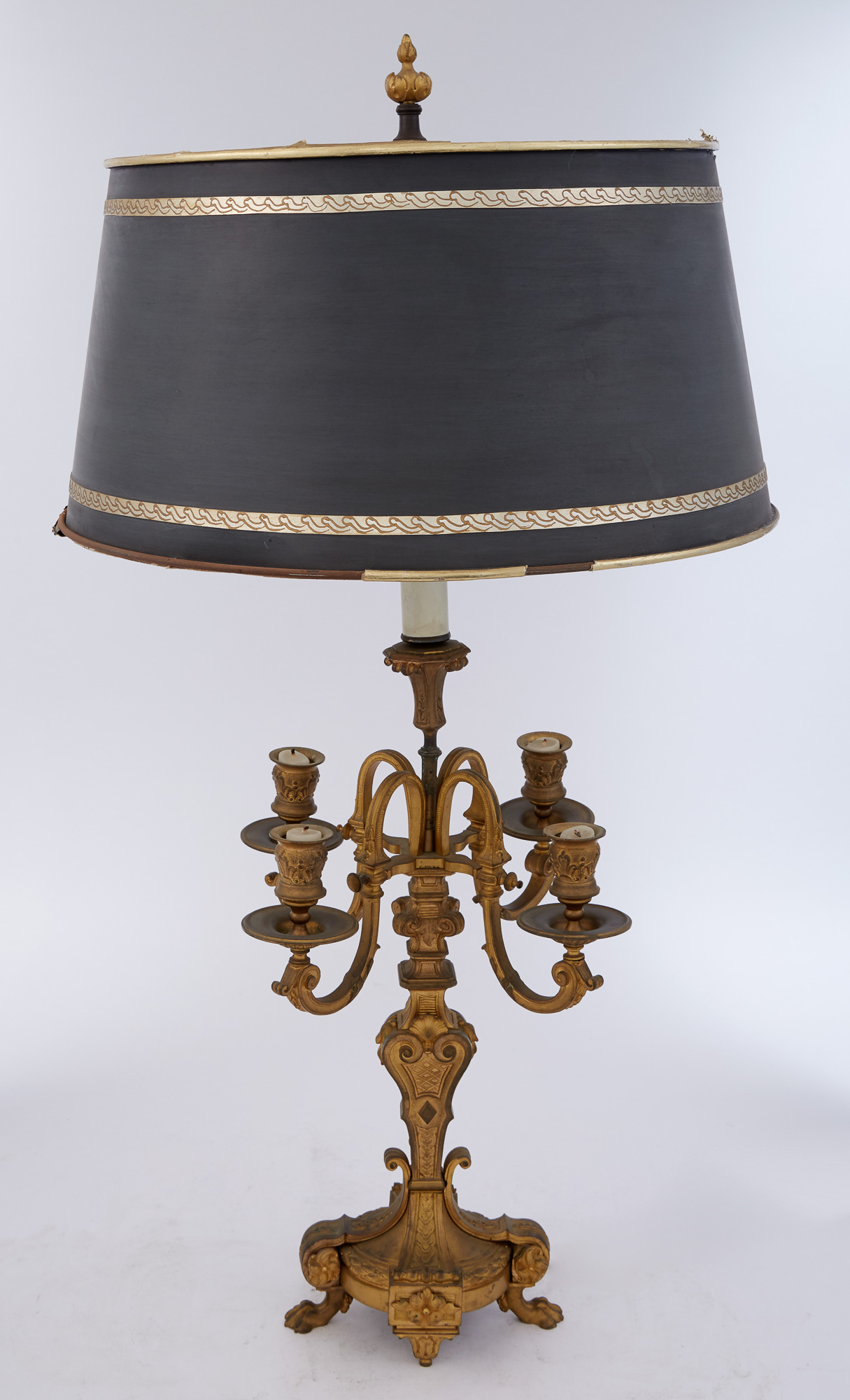 Lot image - Régence Style Gilt-Bronze Five-Light Candelabrum as Lamp
