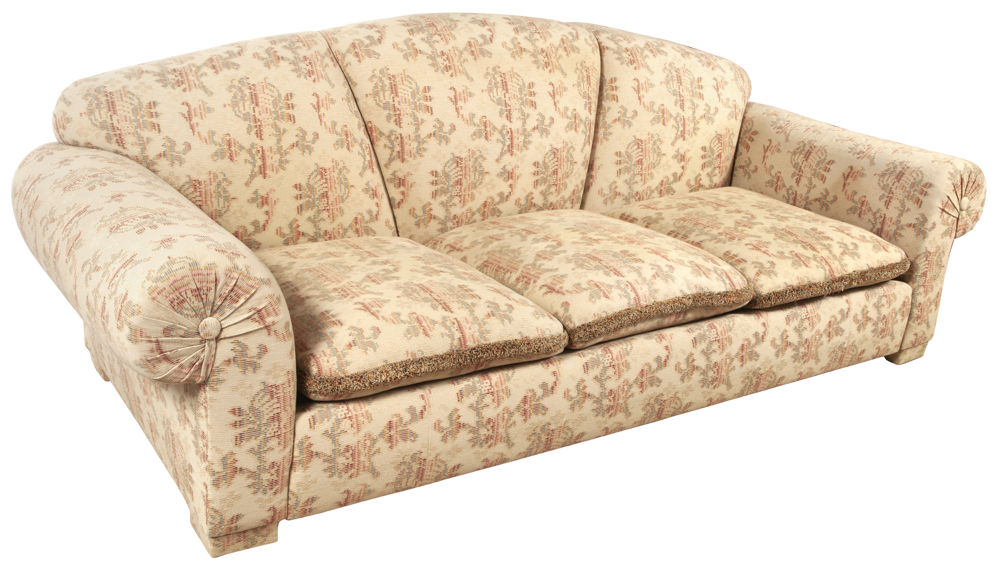Lot image - Upholstered Three-Cushion Sofa