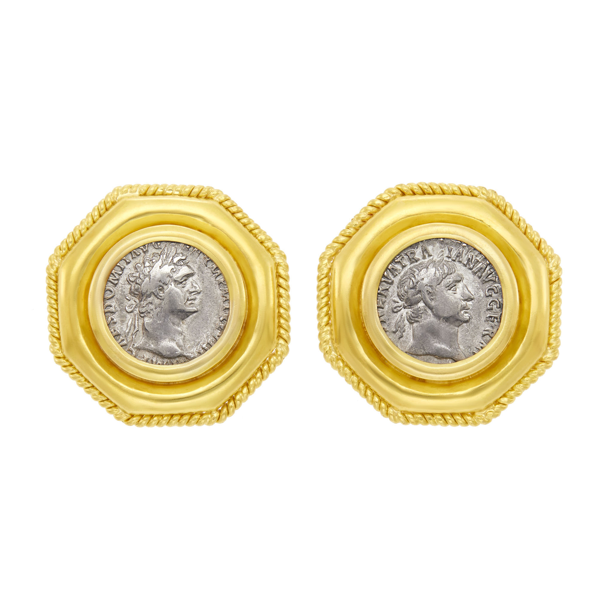 Lot image - Elizabeth Locke Pair of Gold and Silver Coin Earrings
