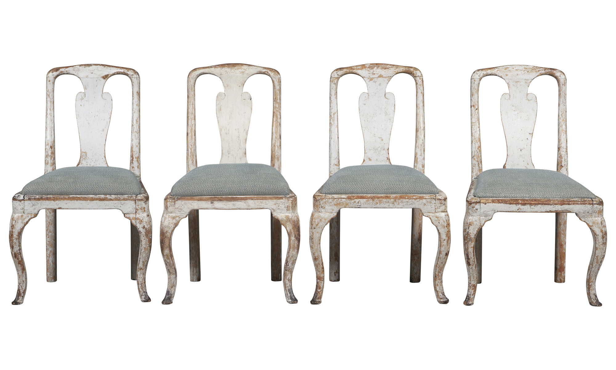 Lot image - Set of Four Swedish Rococo Painted Side Chairs