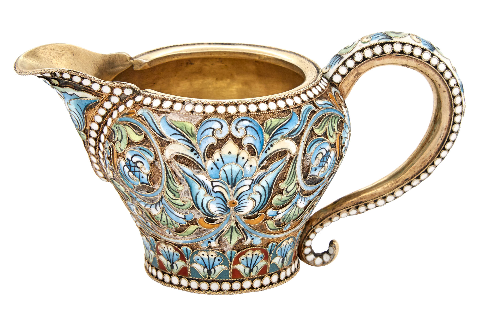 Lot image - Russian Silver-Gilt and Cloisonné Enamel Cream Jug