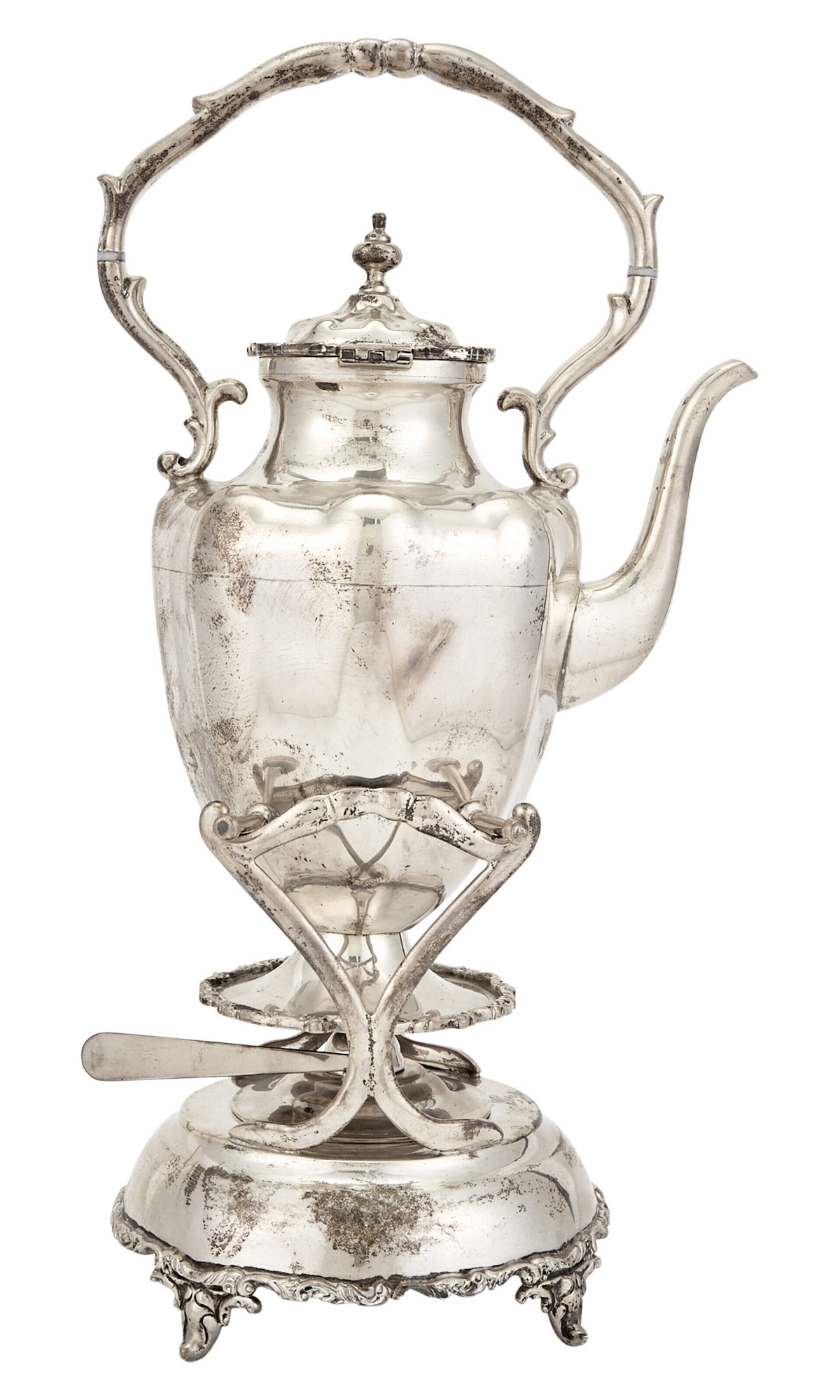 Lot image - Mexican Sterling Silver Kettle on Stand