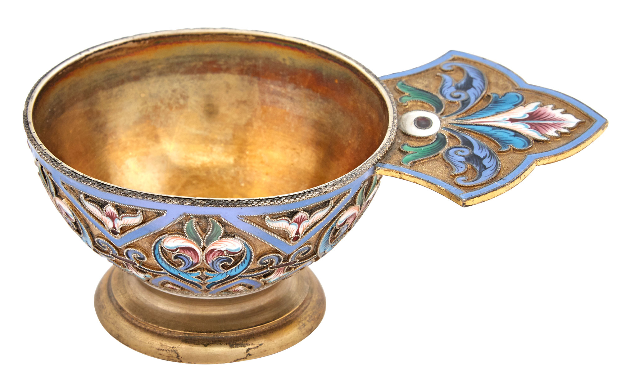 Lot image - Russian Silver-Gilt and Cloisonné Enamel Charka