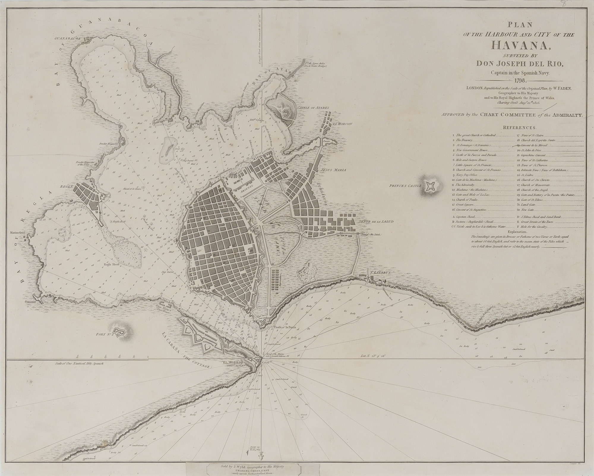 Lot image - [MAP-HAVANA]  [DEL RIO, JOSE]. Plan of the Harbour and City of the Havana, surveyed by Don Joseph de Rio, Captain in the Spanish Navy.
