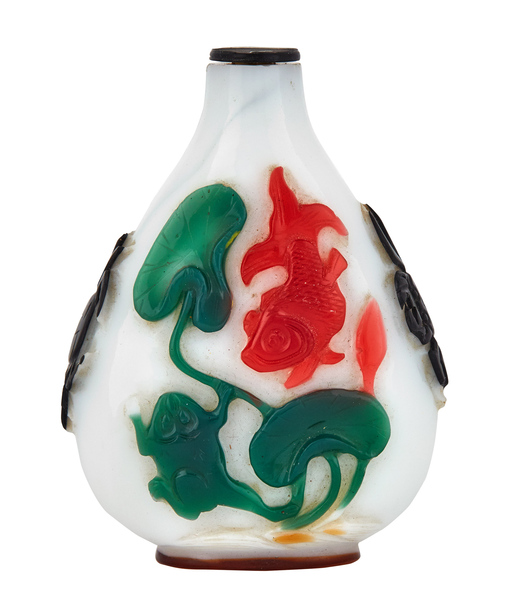 Lot image - Chinese Multi-Color Overlay Glass Snuff Bottle