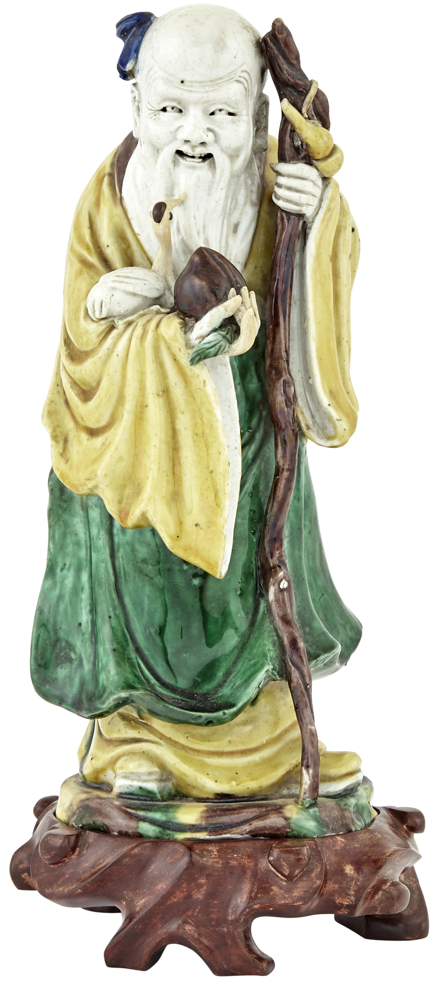 Lot image - A Chinese Sancai Glazed Porcelain Figure of Shoulao