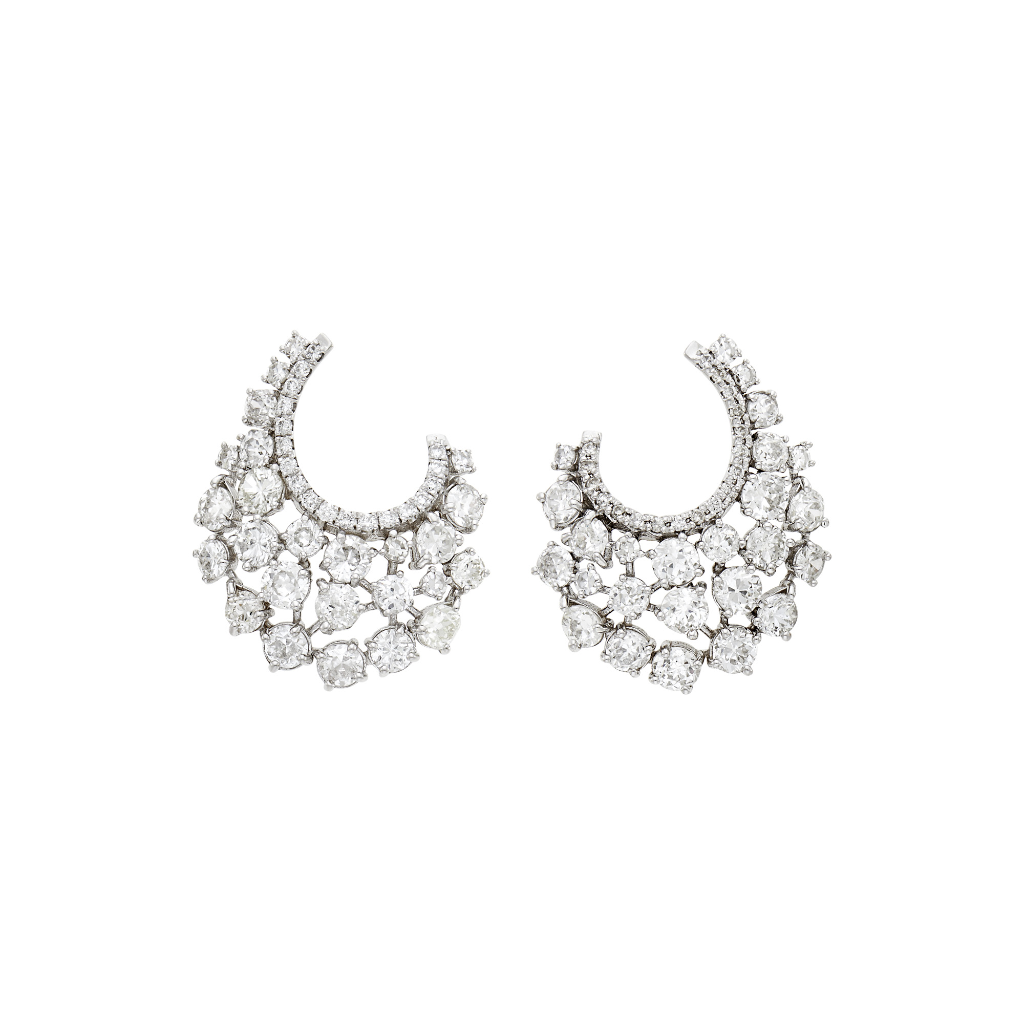Lot image - Pair of White Gold and Diamond Earrings