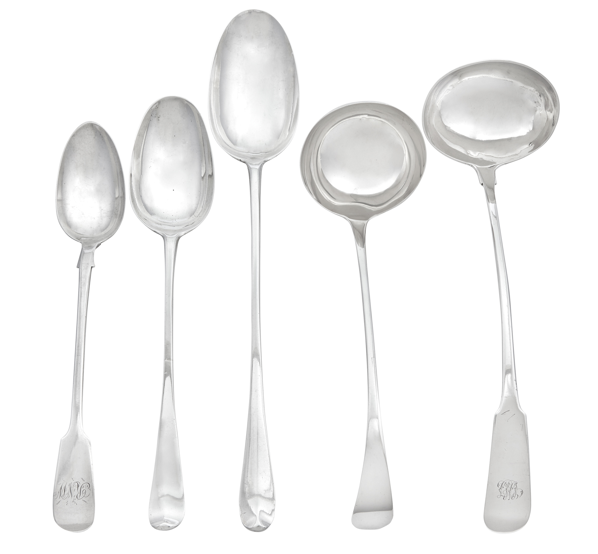 Lot image - Group of English Sterling Silver Serving Articles