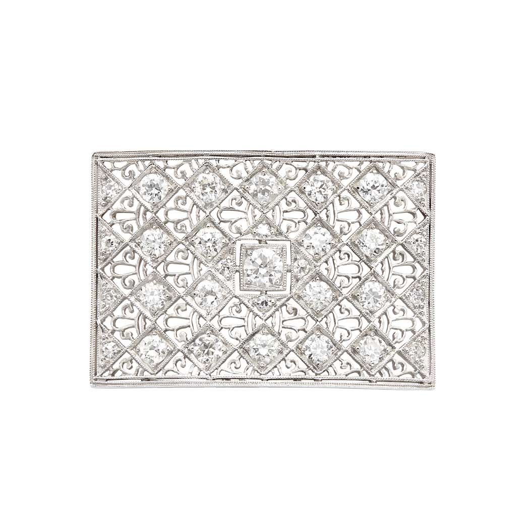 Lot image - Art Deco Platinum and Diamond Brooch