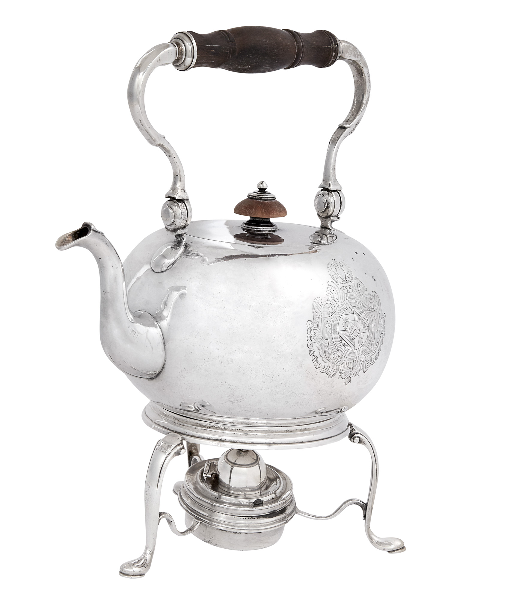 Lot image - George I Sterling Silver Kettle on Stand