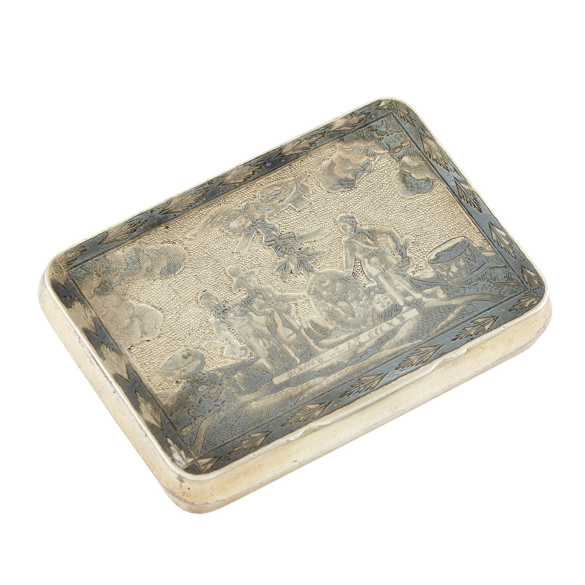 Lot image - Russian Silver-Gilt and Niello Snuff Box