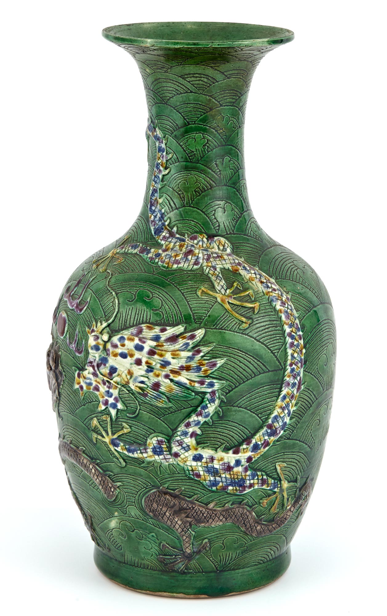 Lot image - Chinese Green Glazed Porcelain Vase
