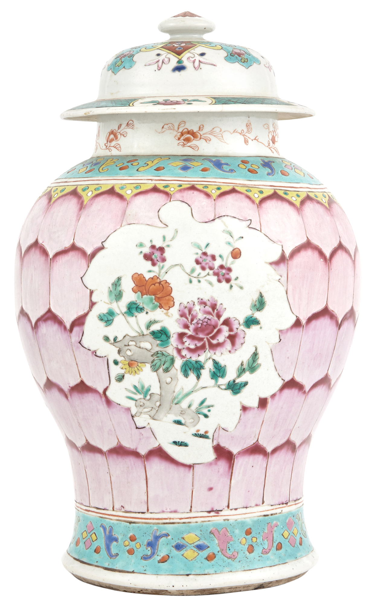 Lot image - Chinese Export Porcelain Lotus Ginger Jar