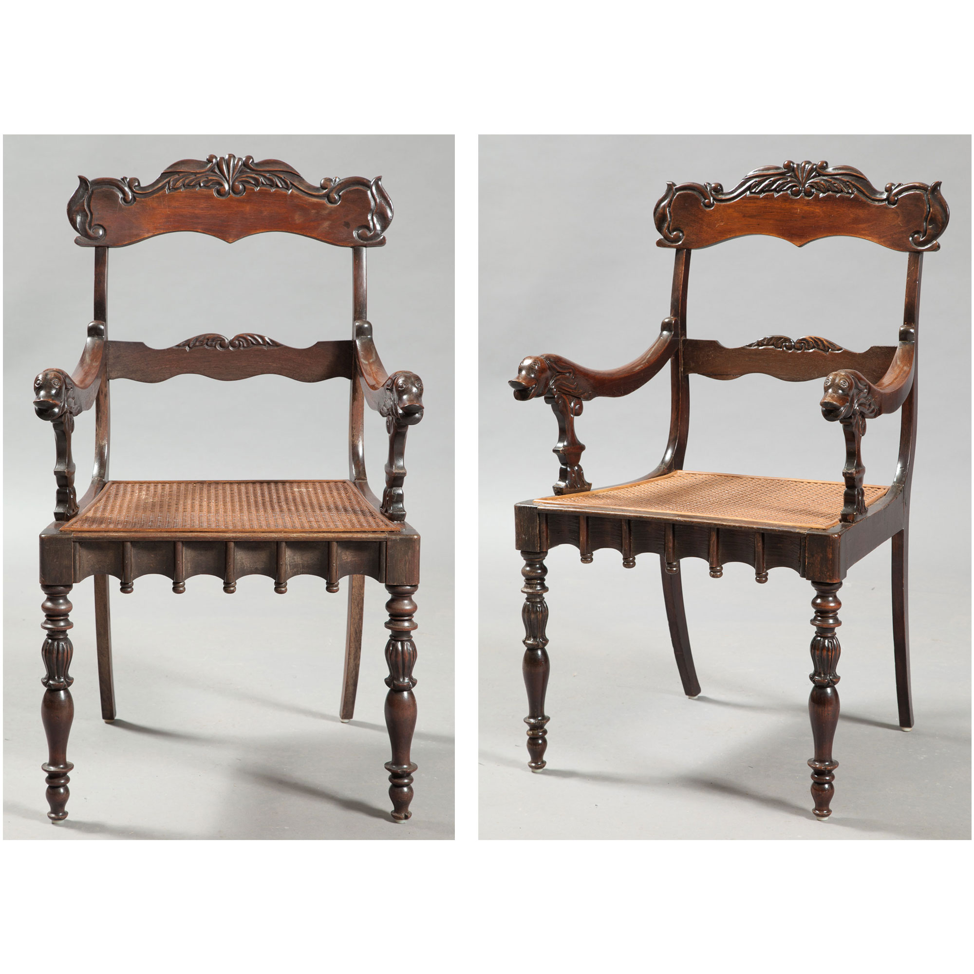 Lot image - Pair of Colonial Hardwood Armchairs