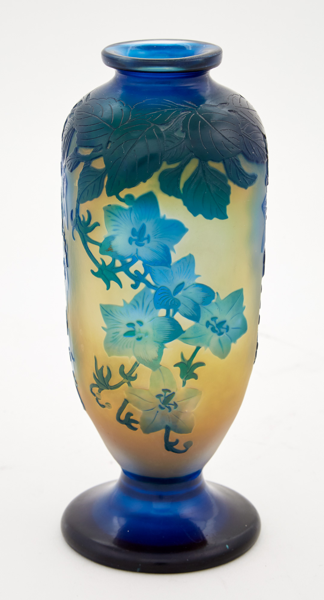 Lot image - Gallé Acid-Etched Floral Decorated Cameo Glass Vase