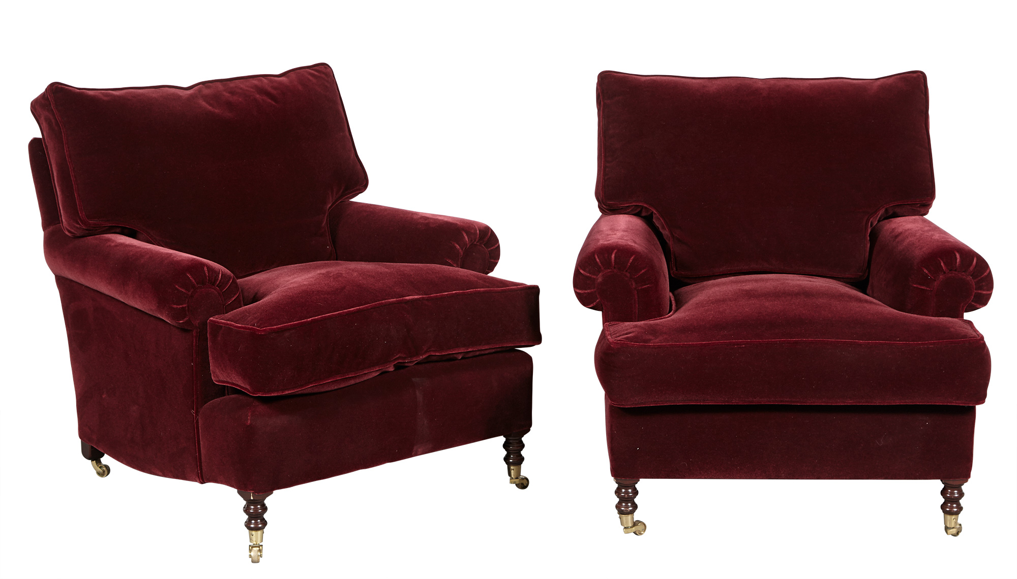 Lot image - Pair of George Smith Mohair-Upholstered Club Chairs