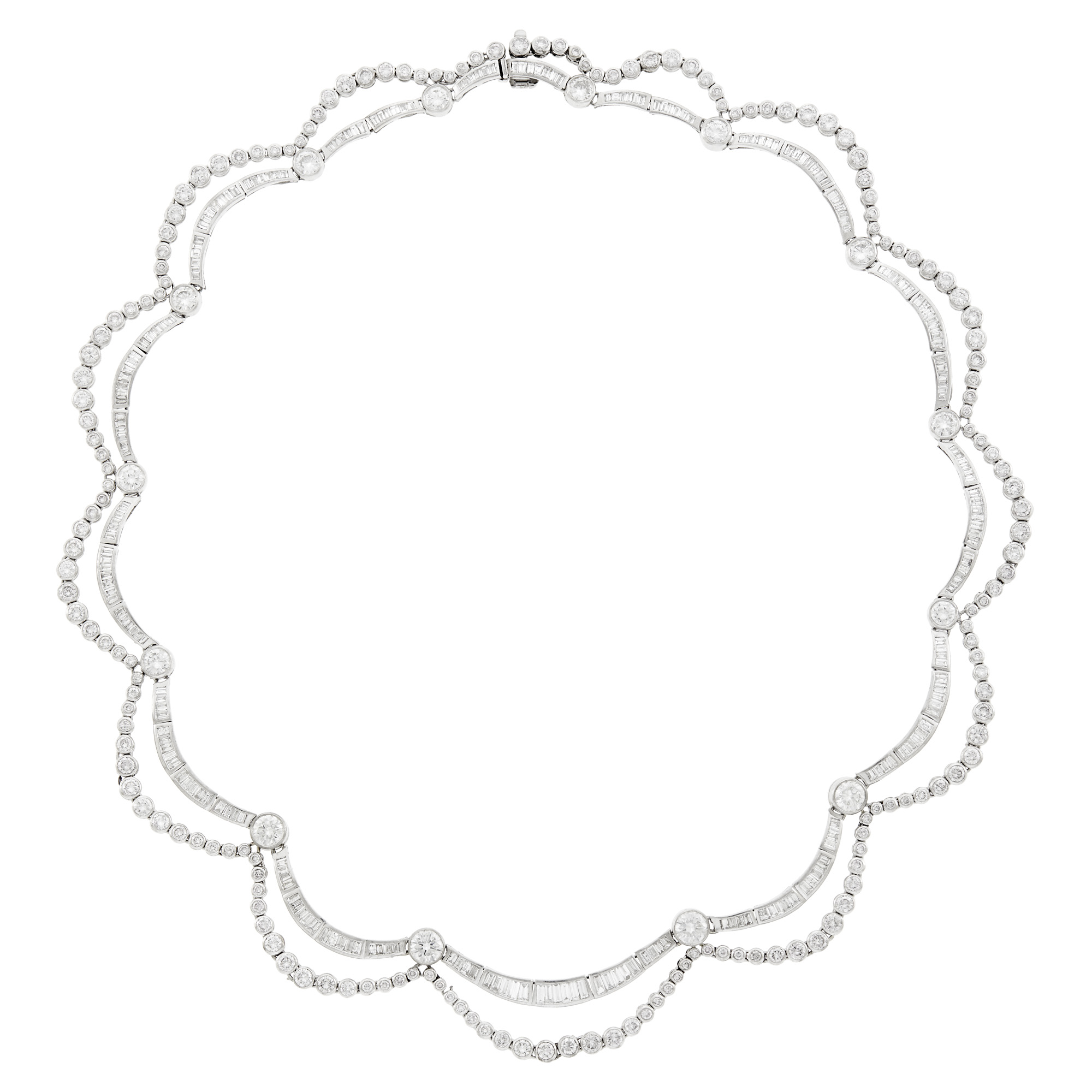 Lot image - Platinum and Diamond Swag Necklace