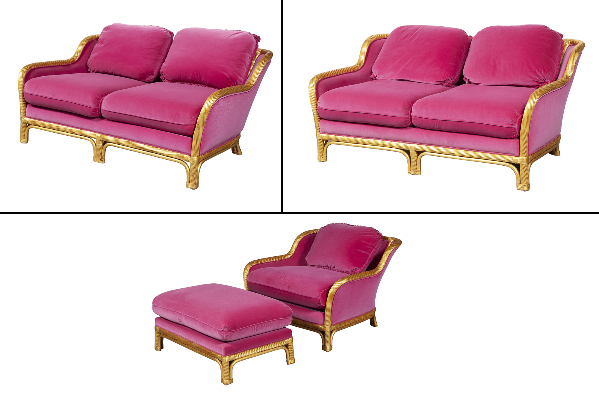 Lot image - Suite of Pink Upholstered Giltwood Furniture