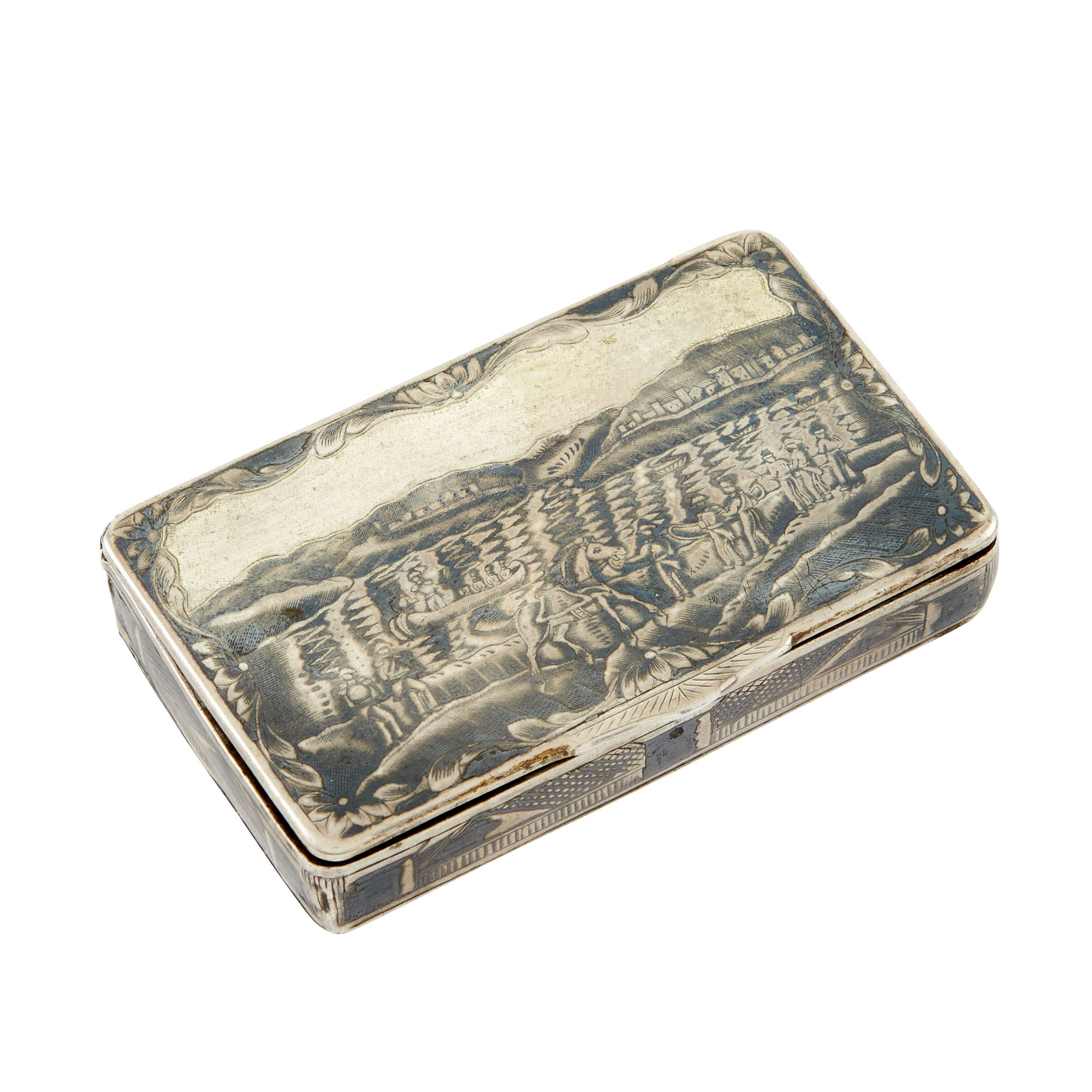 Lot image - Russian Silver-Gilt and Niello Snuff Box