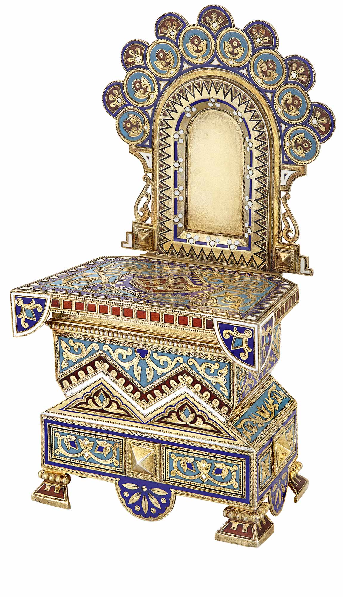 Lot image - Russian Silver-Gilt Champlevé Enamel Salt Throne