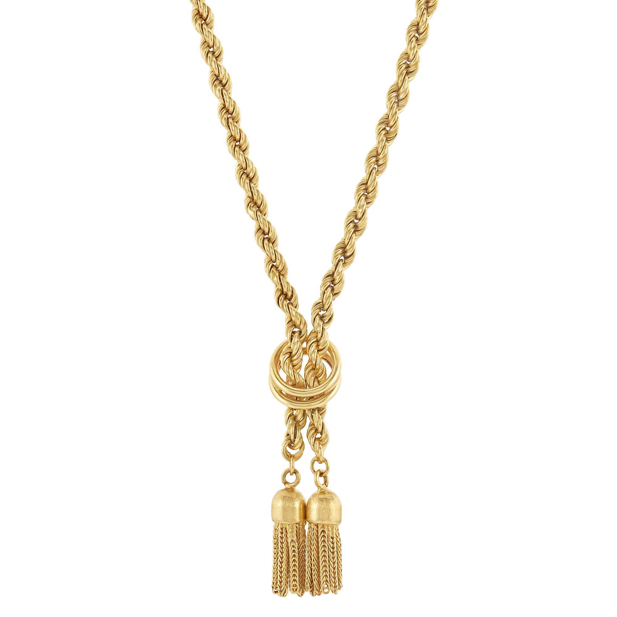 Lot image - Gold Rope Twist Tassel Necklace