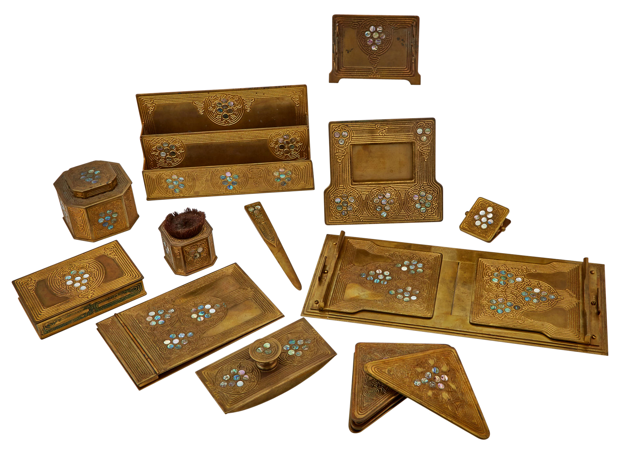 Lot image - Tiffany Studios Gilt-Bronze Desk Set