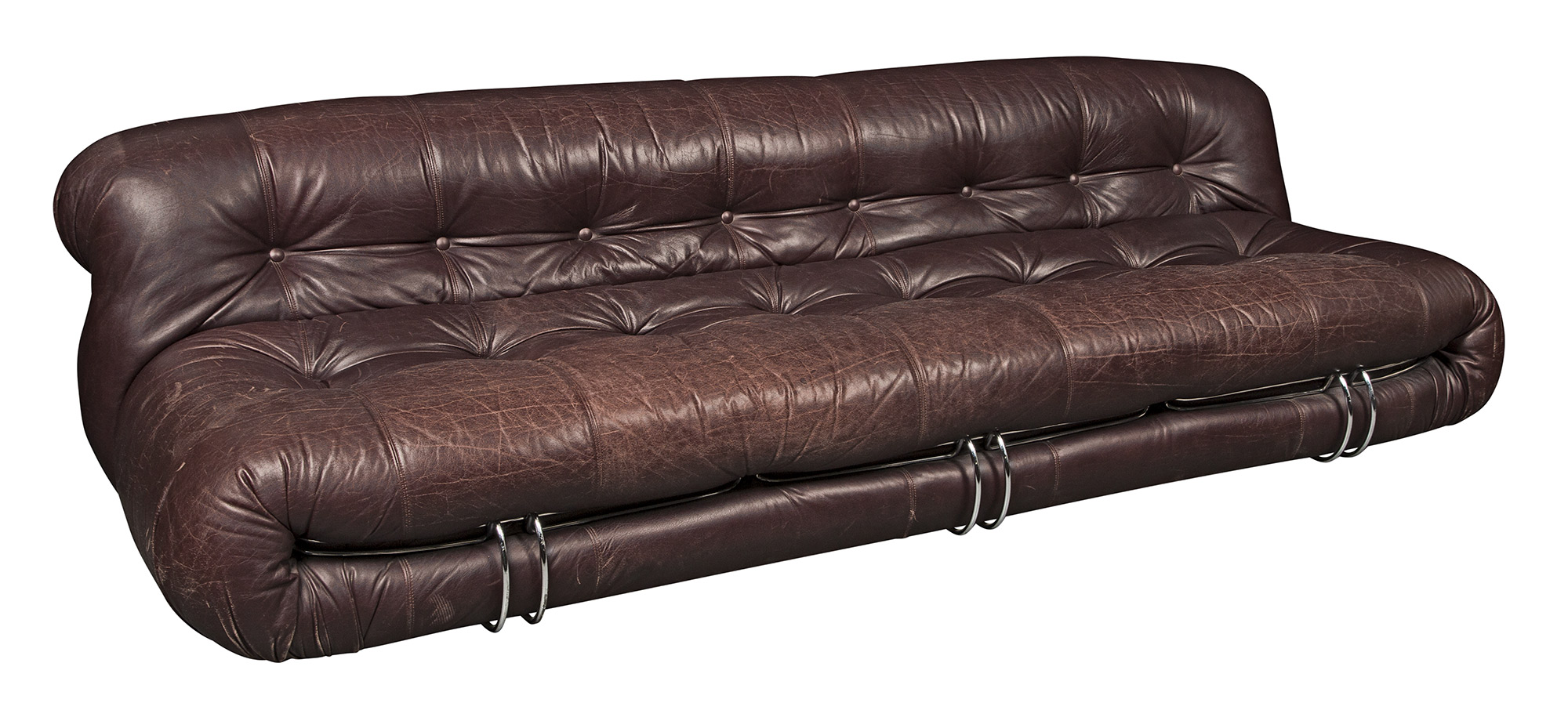 Lot image - Afra and Tobia Scarpa Leather and Chromed Steel Soriana