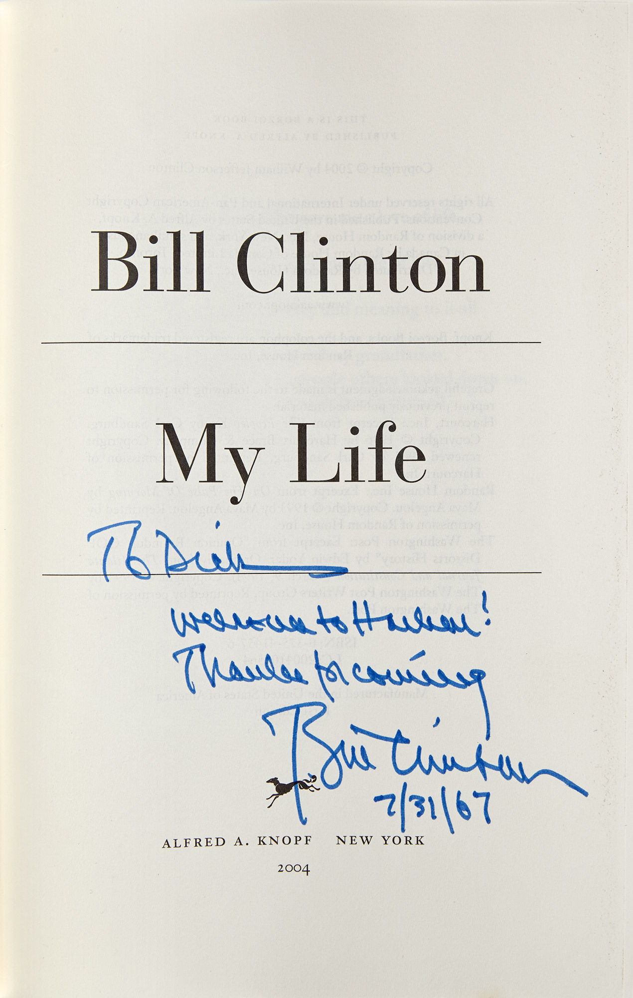 Lot image - CLINTON, BILL  My Life.