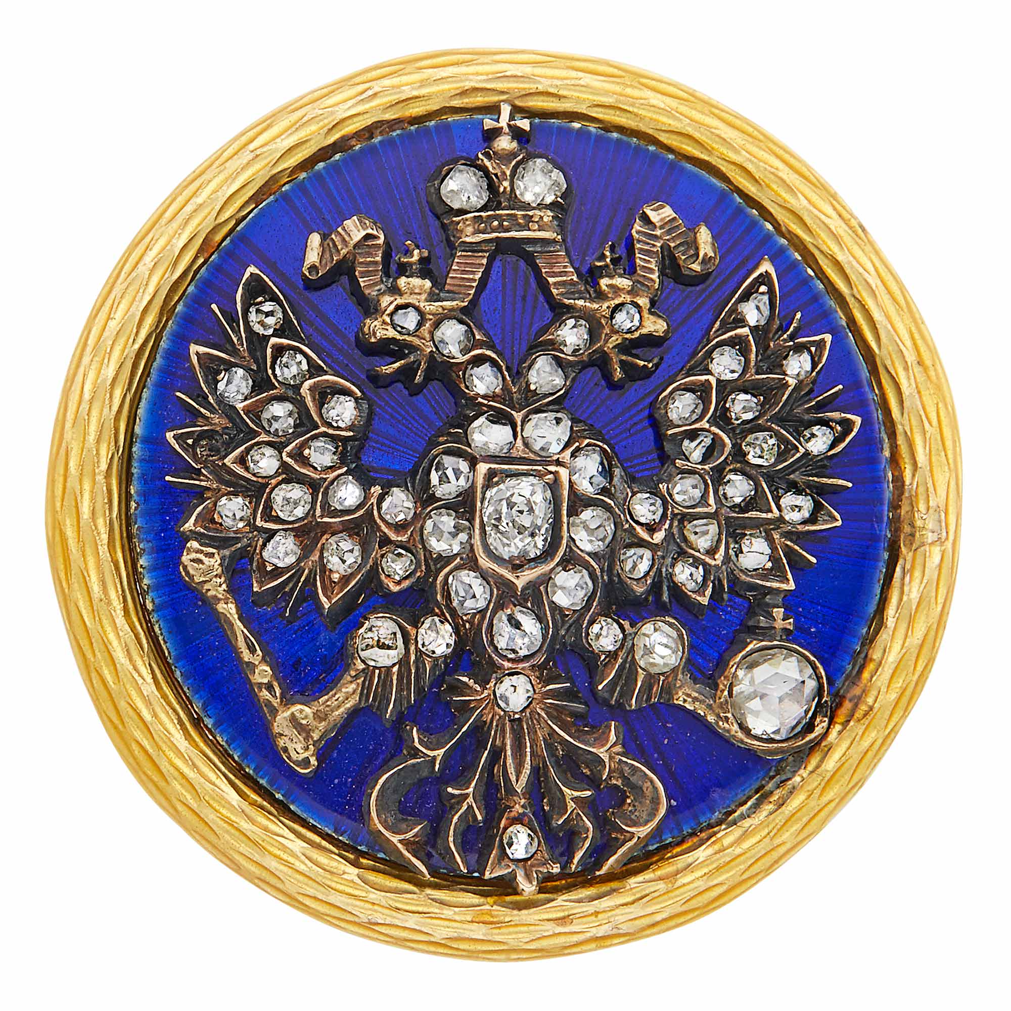 Lot image - Russian Gold and Guilloché Enamel Imperial Presentation Brooch