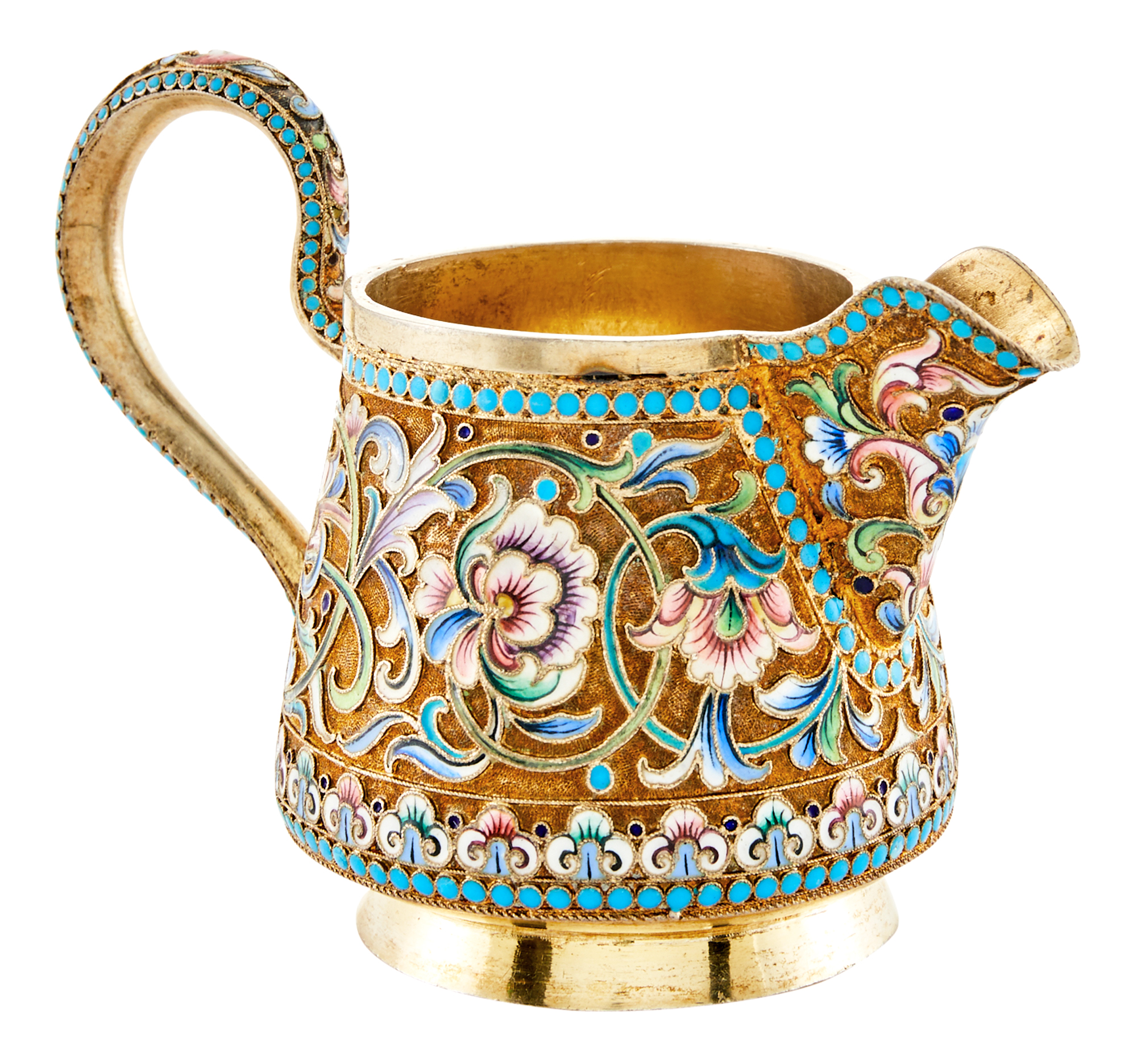 Lot image - Russian Silver-Gilt and Cloisonné Enamel Cream Jug