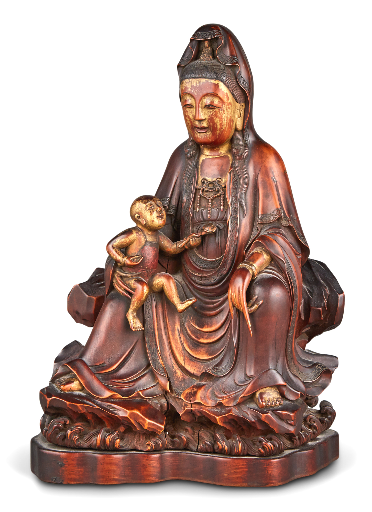 Lot image - Chinese Wood Carving of Songzi Guanyin